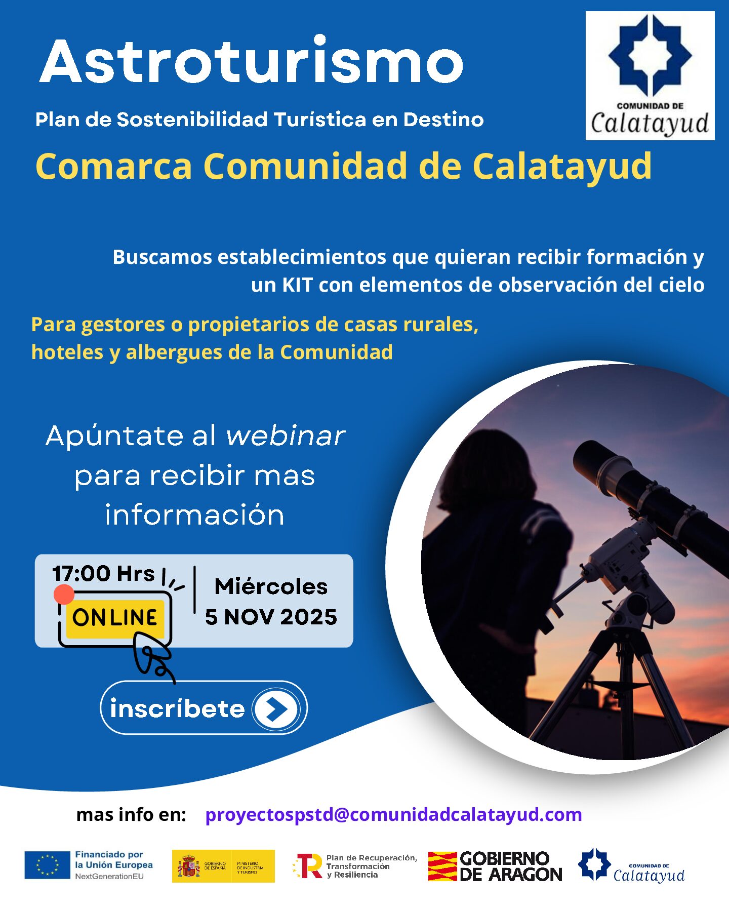 Los alojamientos de la comarca ofrecerán a sus clientes kits de observación del cielo